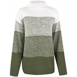 Striped Women's Pullover Sweater Winter Knitwear Long Sleeve Warm Top Basic Elegant Casual Oversized Loose Fit Long Cardigan Seasonal Hot Item