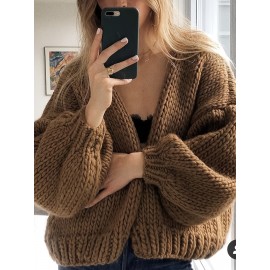 Women's Elegant Sweater Coat - Longline Tunic Jacket with Collar & Tunic Length, Soft Warm Winter Blouse for Fall Winter Layering, Solid Brown (Multi-Color Options Available) - Hand Wash or Dry Clean, H-Line Silhouette, Smooth Texture, Structured Fit, No Buttons, No Belt, All-Season Wear, Chic & Comfortable for Daily & Formal Use, Suitable for Layering or Standalone Use, Sweater Jacket for Women, Cropped Sweater, Winter Cardigans, Coats for Women, Oversized Sweater,