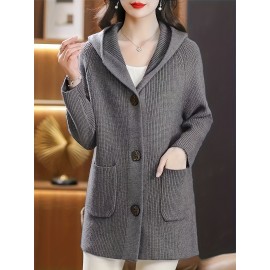 Women's Beige Cardigan Sweater - Longline Open Front Coat-like Jacket, Soft Chic Sweater for Fall/Winter, Elegant Everyday & Formal Outfits, Fall Winter Wear, Soft Texture