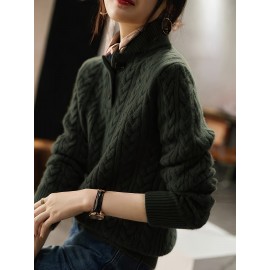 Women'S Sweater - Soft Pullover Sweater with V-Neck, Loose Fit Long Sleeve Top for Everyday & Formal Outfits - All-Season Layering Essential in Green