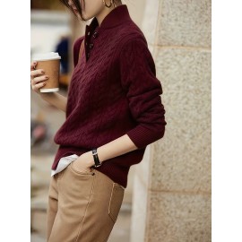 Women'S Sweater - Soft Pullover Sweater with V-Neck, Loose Fit Long Sleeve Top for Everyday & Formal Outfits - All-Season Layering Essential in Green