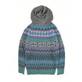 Winter Women's Elegant Hooded Sweatshirt Style Soft Jacquard Gradient Multicolor Beautiful Fashion Comfortable Casual Vintage Pullover Commuter Gift