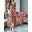 Elegant Women's V-Neck Floral Print Dress with Fitted Bodice & Flowy Skirt - Machine Washable, All-Season Versatile for Casual to Formal Occasions, No Stretch Fabric, Zipper Closure