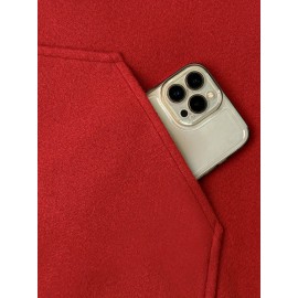 Plus Size, Women's Oversized Brown Jacket - Plus Size Casual Collar Coat with White Button Closure, Dropped Shoulder H-Line Silhouette & Chest Pocket - All-Season Outerwear for, Date, Everyday (Machine Washable) - Elegant Brown Blazer