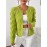 Women's Elegant Lime Green Cable- Cardigan Sweater with White Button Front & Collar - -Season Blazer-like Jacket, Medium Stretch Knitwear for, Semi-Formal Events, Casual Outfits (Hand Wash/Dry Clean), Long Sleeve For Women, Fall Clothes For Women, Tops For Women, Long Sleeve Tops For Women, Blouses For Women Elegant Classy, Sweater For Women, Womens Clothes, Blouses For Women Casual T Shirt, Cardigan For Women Elegant Classy, Fall Outfits For Women,