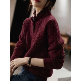 Women'S Sweater - Soft Pullover Sweater with V-Neck, Loose Fit Long Sleeve Top for Everyday & Formal Outfits - All-Season Layering Essential in Green