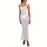 1pc Elegant Polyester Lace Sleeveless Maxi Dress for Women - Sexy Backless Bodycon Cami with Sweetheart Neckline, Solid Color, All-Season, Weave Knit Fabric